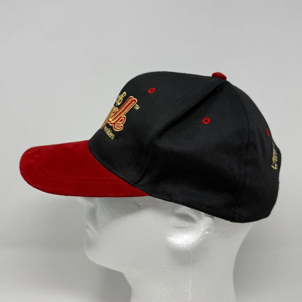 TC Italian Pizzelle Cookies Snapback Hat Black Red Suede Brim Vintage Style Cap